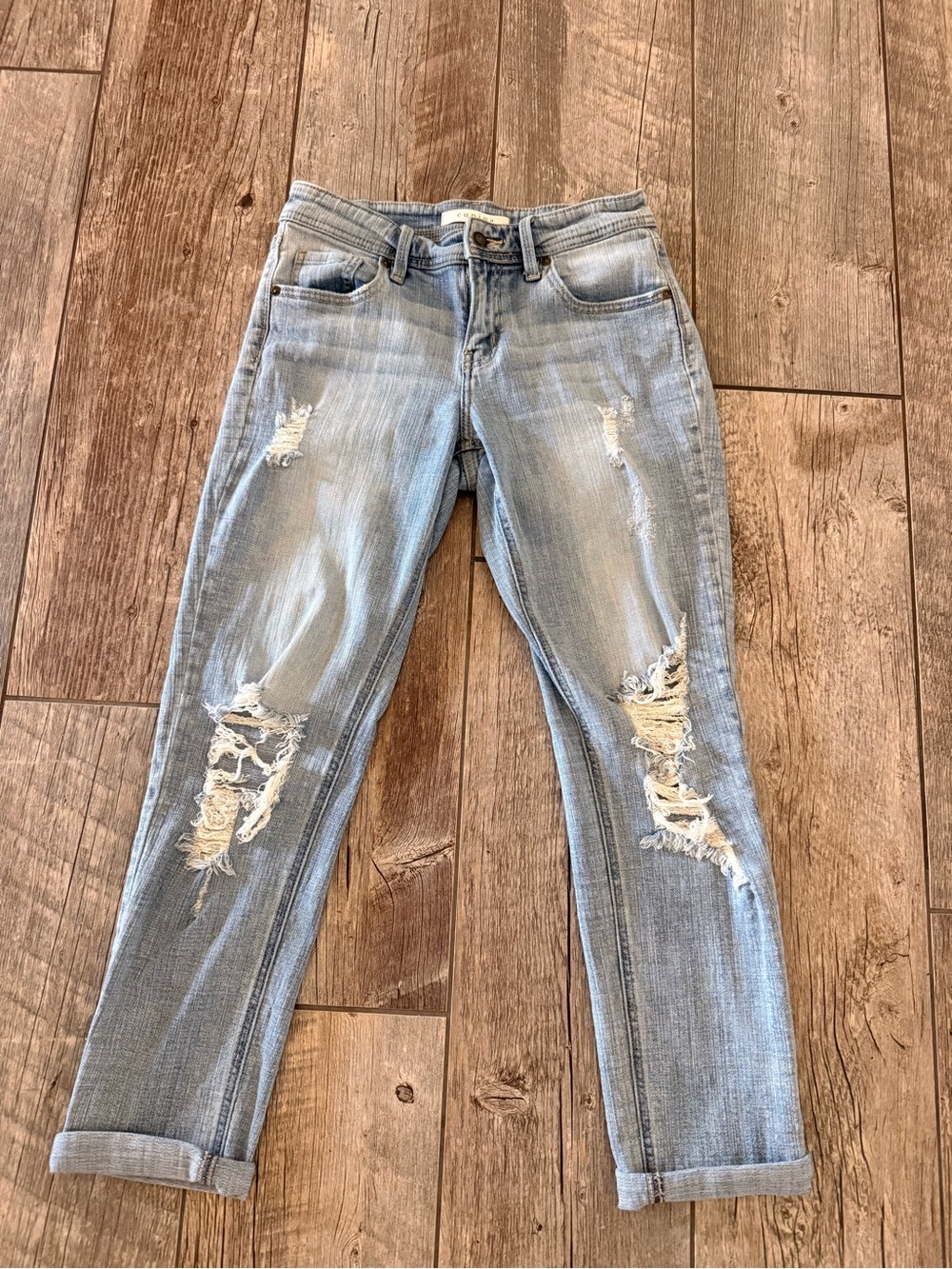 eunina Light Blue Distressed Boyfriend Jeans